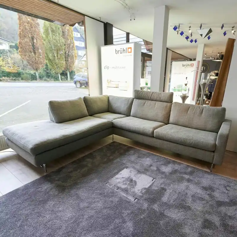 Ecksofa Conseta Stoff 9207 Grün-Grau Luftzellenstäbchen Schmalfuß Verchromt Begrenztes Angebot