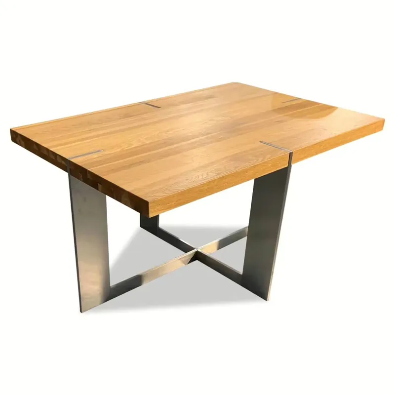 Highlight Couchtisch 5711 Massivholz Wildeiche Geölt Gestell Edelstahl