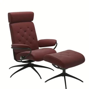 Stressless Metro niedrige Rückenlehne mit Kopfstütze High Base Star Base Leder Paloma Cherry mit Hoc Neu
