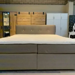 Solange Der Vorrat Reicht Boxspringbett Lebenswert Stoff Hellbraun 5062 mit Matratze und Topper