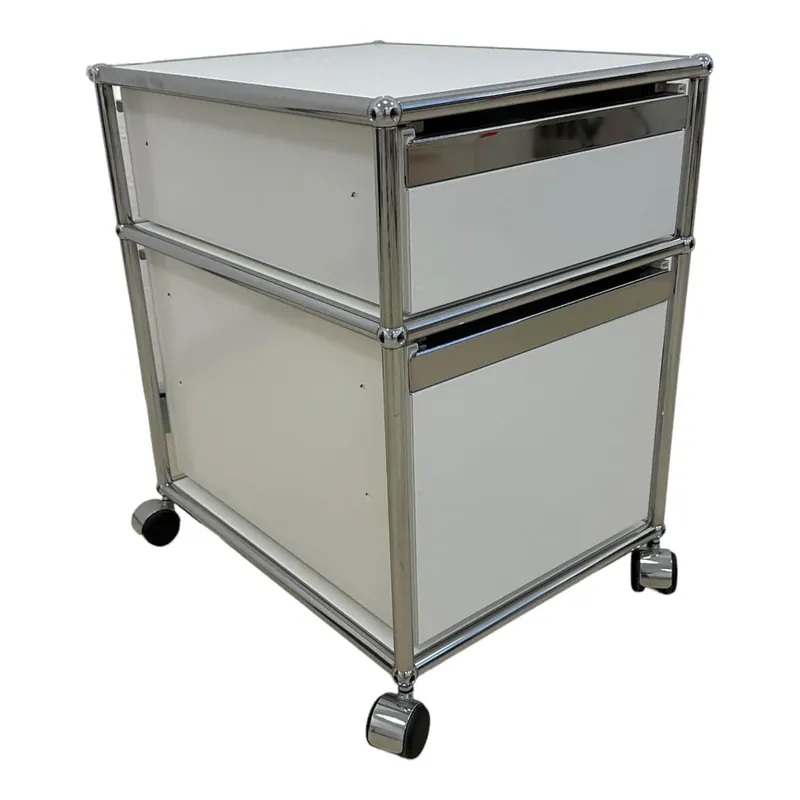 Finale Aktion Rollcontainer Metal Lack Weiß Mit Rollen Schwarz