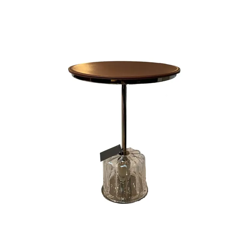 Top-Seller Beistelltisch Acacia Mit Tablett Bezug Guande Chestnut Ausführung Schwarz Verchromt Glassockel