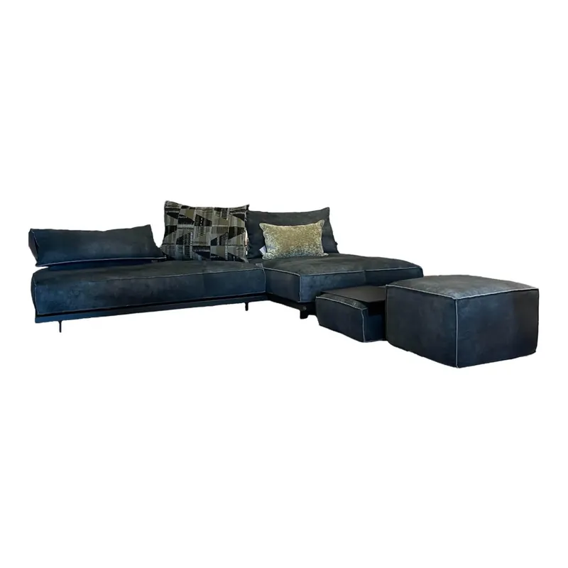 Wochenendangebot Sofa Tao 0319 Leder Desperado Elefant 2120/63 Plateau Esche Schwarz Gebeizt Winkelfuß Stahl Schwarz Matt
