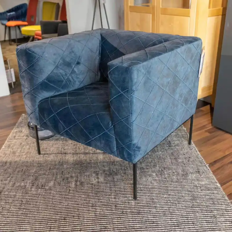 Sessel Block Bezug 517 Soft Skin Rhombus 05 Blue Preisreduziert