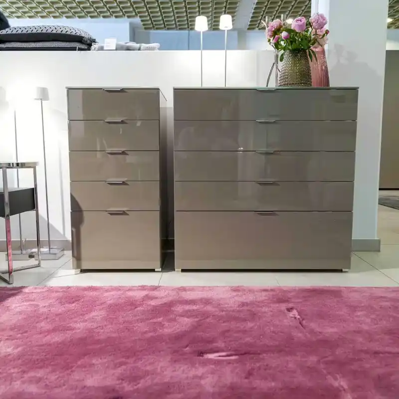 Kommode 909 Lack Hochglanz Ton Top Glas Ton Füße Chrom Nur Heute