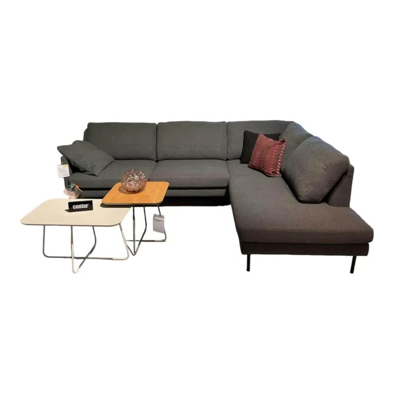 Heißes Angebot Ecksofa Juno Stoff Willow 9 Darkgrey Fuß 177 Metall Schwarz