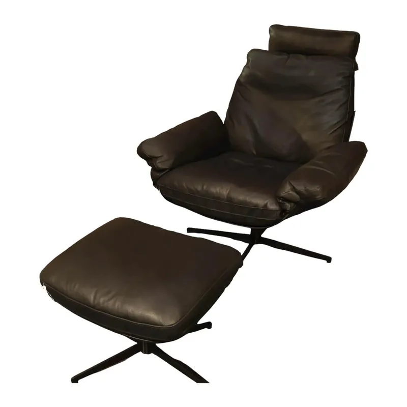 Drehsessel Und Drehhocker CO Bonifati Bezug Leder Aniline New 8 Black Gestell Schwarz Mit Kippfunktion Neu