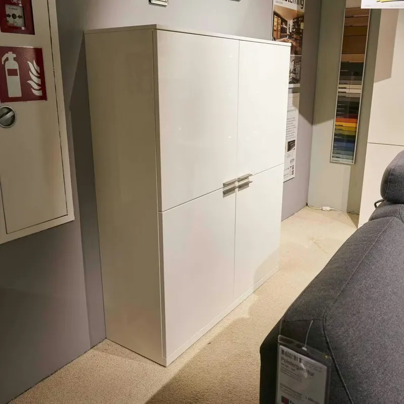 Highboard Kara 61657 Lack Weiß Griff Edelstahlfarbig Sonderaktion