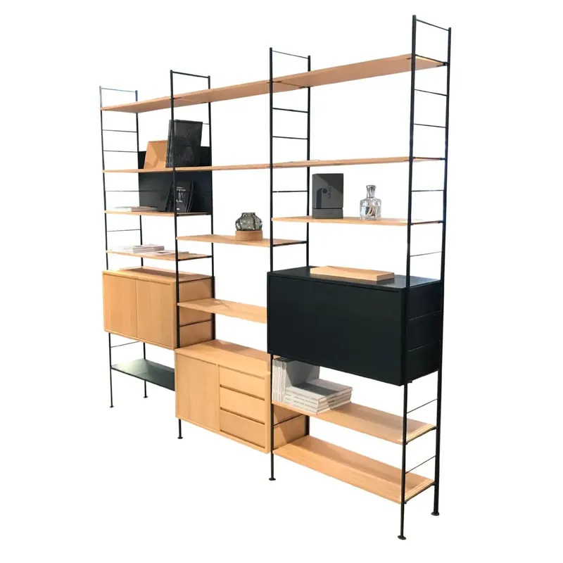 Regal DHS 10 Korpus Birke Multiplex Mit Eichenfurnier Gestell Stahlrohr Schwarz Lackiert Nur Heute