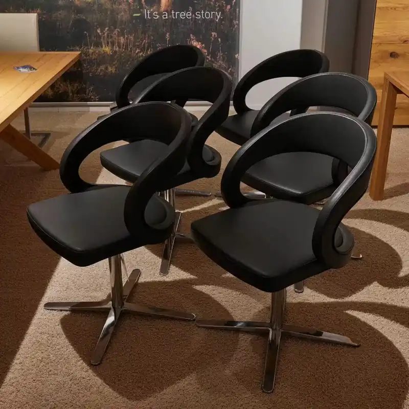 6er-Set Stuhl Girado Leder Origon L1 Schwarz Alugestell Drehbar Top-Seller