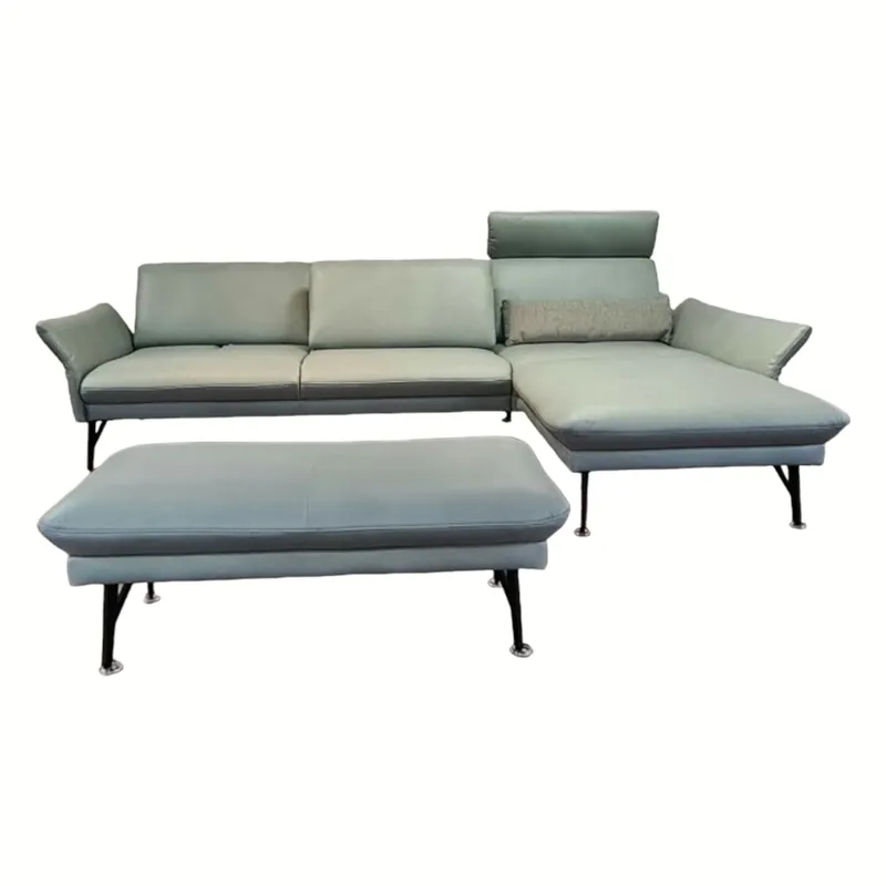 Ecksofa 1928 EM Tivoli Leder 22 Soft Nappa Jade Blau mit Hocker Nur Für Kurze Zeit