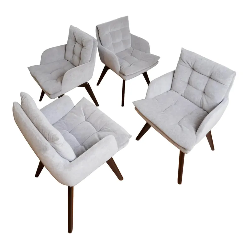 Zertifiziert 4er-Set Stuhl Soulmade Dining Stoff Tommy 1783-180 Grau Gestell Eiche Wengefarbig