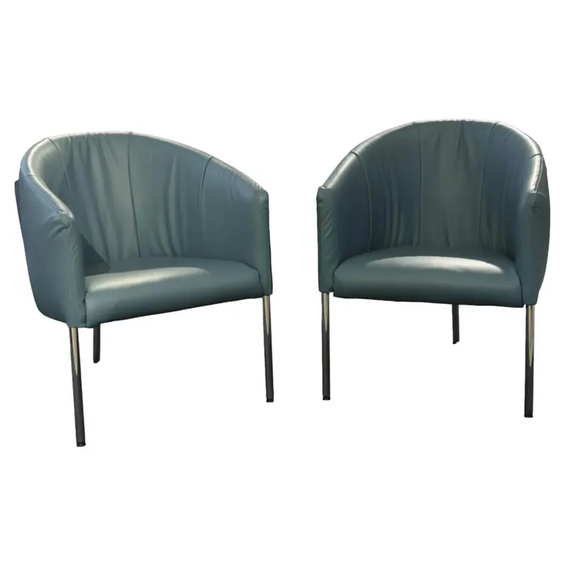 2er-Set Sessel Rumba JR-9990 Bezug Leder Lardio 69 Dreifuß Chrom Glänzend Neue Ware