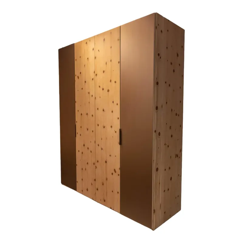 Kleiderschrank Leno Zirbe Hell Geölt 4-türig 2 Türen Glas Bronze Matt Top-Angebot