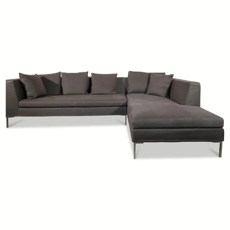 Sofa Egoista Stoff E Visone Grau Füße Aluminium Poliert mit Hocker und Kissen Solange Der Vorrat Reicht