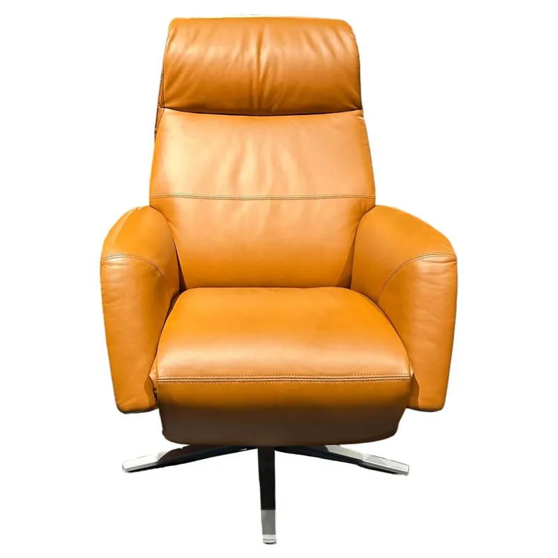 Sessel Scott Power In Leder 094 Paloma 40 New Cognac Braun Gestell Sirius Base In Metall 46 Brushed Aluminium Finale Aktion