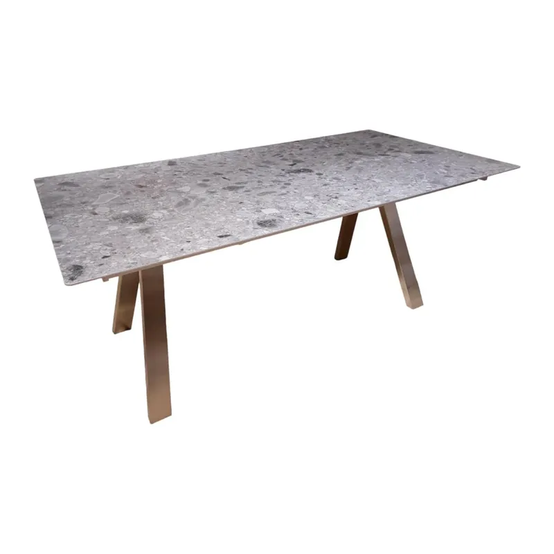 Esstisch ET163 Platte Keramik Grava Gestell Edelstahloptik Highlight