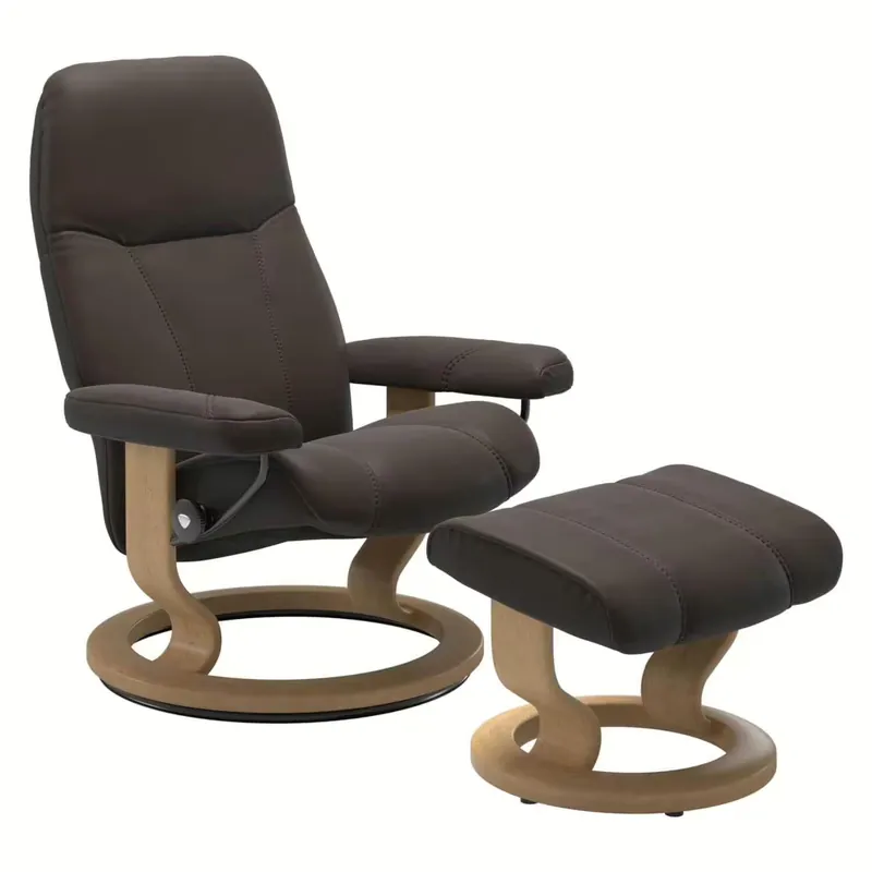 Stressless Consul M Classic Base Leder Batick Brown mit Hocker Beliebt