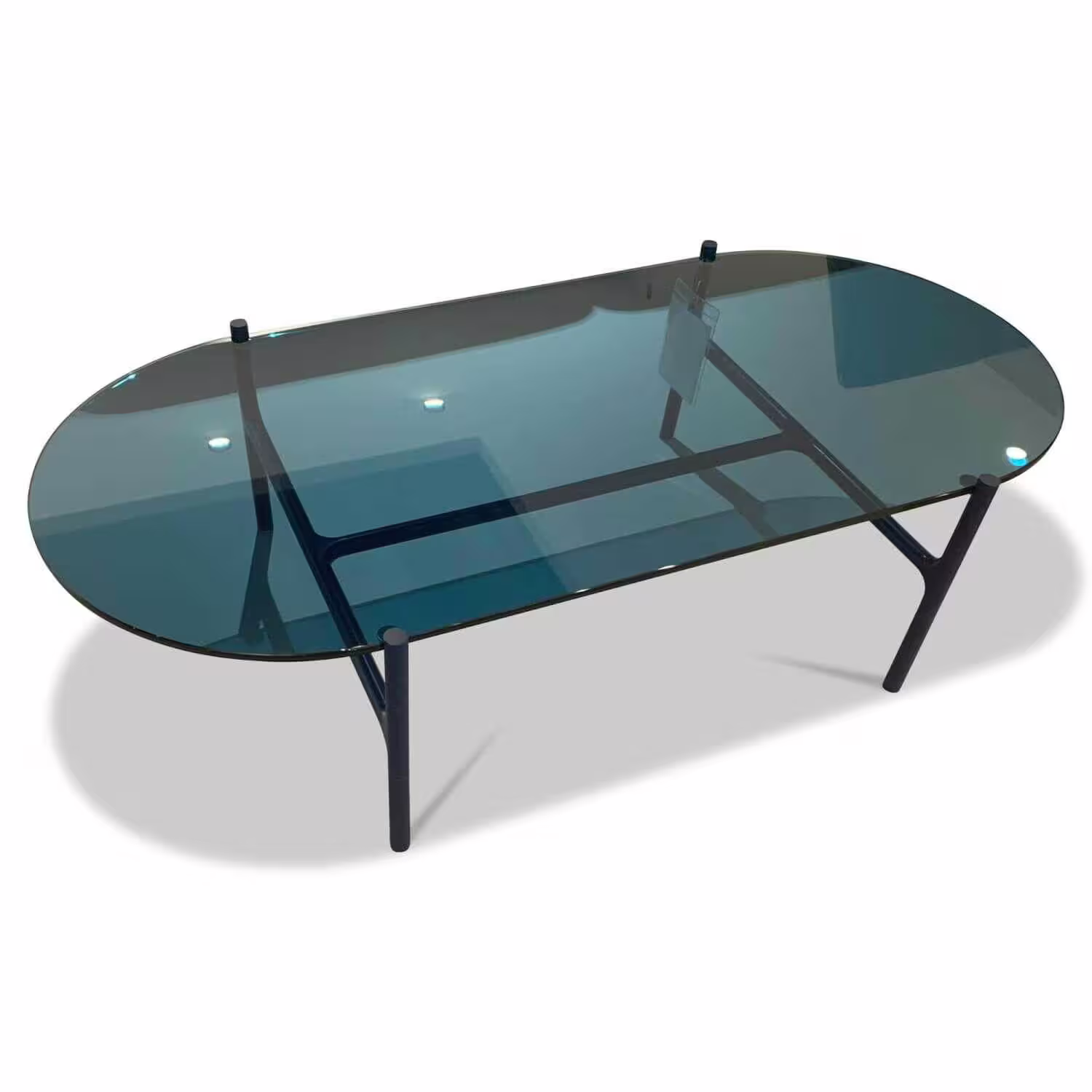 Beistelltisch 915 Platte Glas Blau Gestell Stahl Saphirblau Saisonangebot