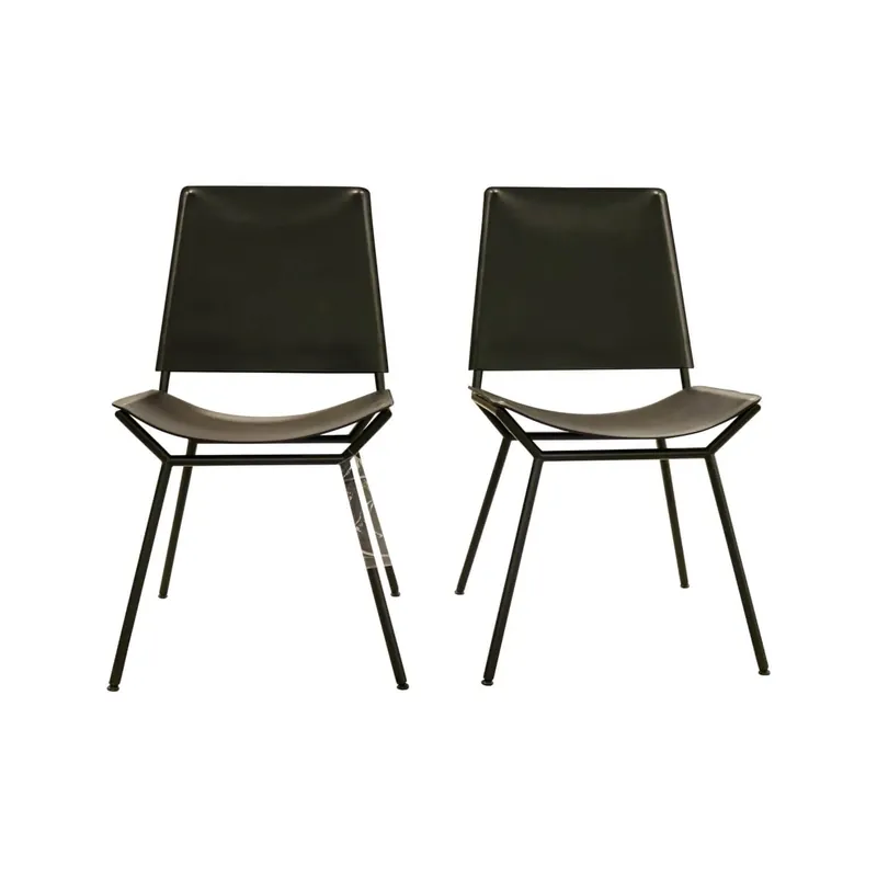 2-er Stuhlgruppe Aisuu 1220 Sattelleder Saddle Black Füße Pulverbeschichtet Schwarz Finale Aktion