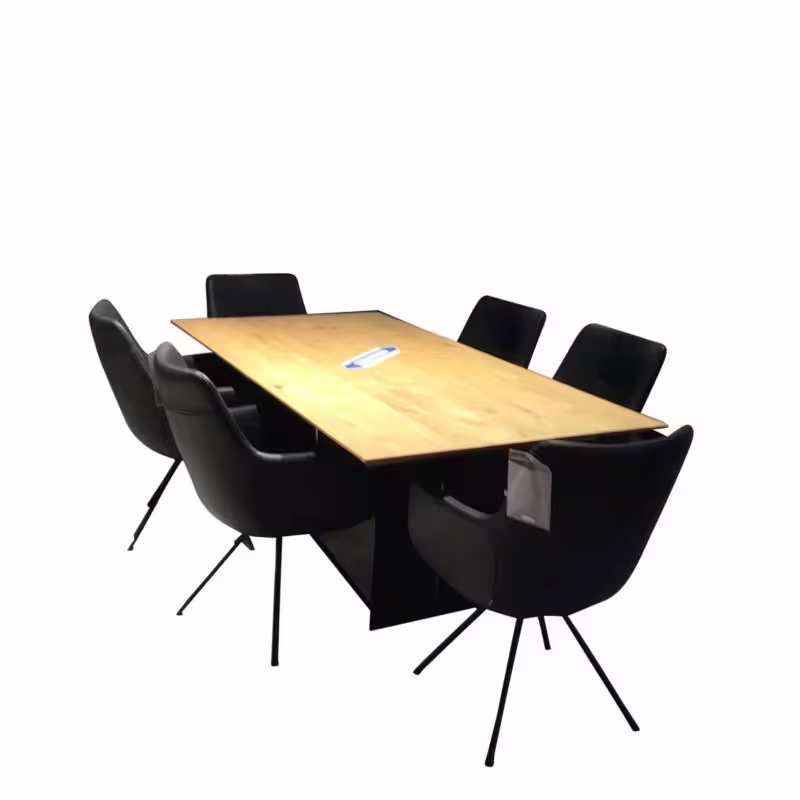 Finale Aktion Essgruppe WK852-15/WK722-1000 Tisch Geölte Wildeiche mit 6 Stühlen Leder Dino