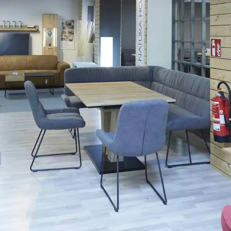 Essgruppe Smilla Struktureiche Terra Mit 2-er Set Design-Stuhl Stoff Grau Versand Am Gleichen Tag