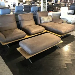 Ecksofa Malta Leder Braun mit Hocker Sitzelemente Drehbar Versand Am Gleichen Tag