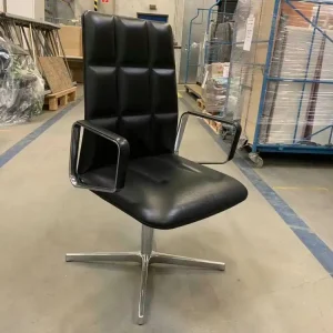 Knallerangebot Sessel Leadchair Leder Elen 65 Black 1230 4-Fuß-Kreuz Aluminium