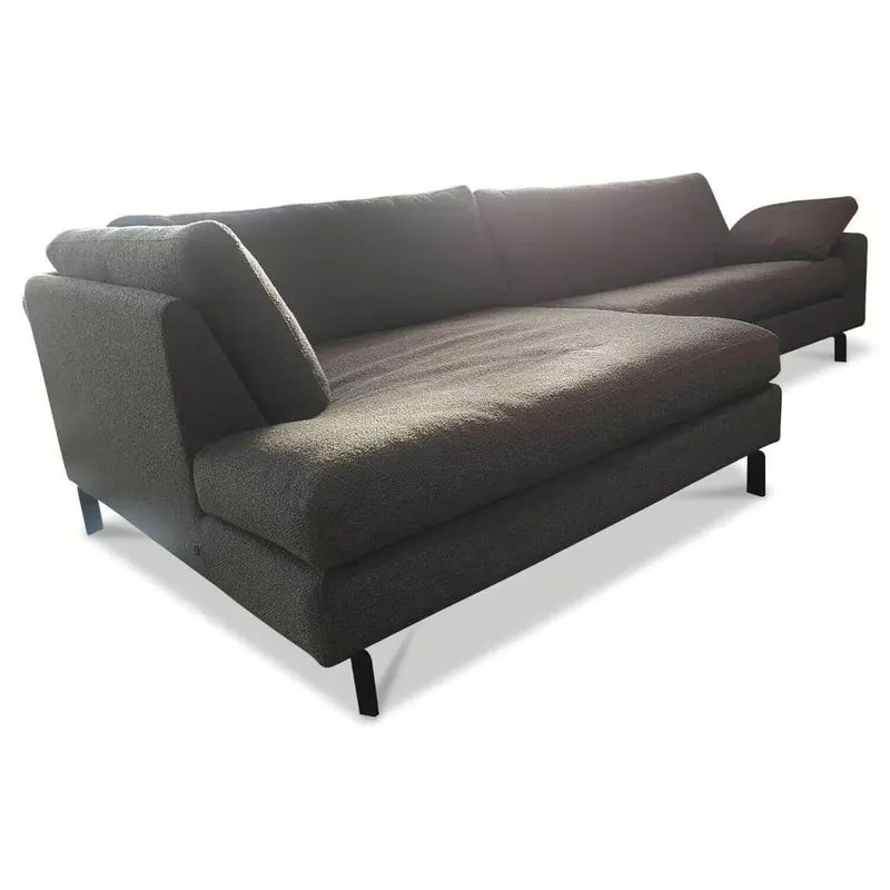 Solange Der Vorrat Reicht Ecksofa Conseta Stoff 8211 Warmgrau Füße Schwarz Lackiert mit Armlehnkissen