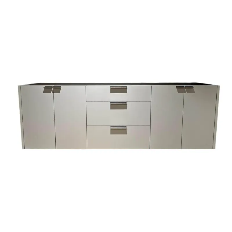 Top-Seller Sideboard Fena 42113 Korpus Und Front In Lack Seidengrau Grau Griff Antik Silber