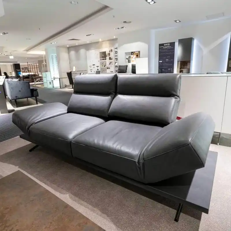 Mega-Angebot Sofa Asetto Leder LG B-Toro Navajo Schwarz Plateau Steinoptik Graphit