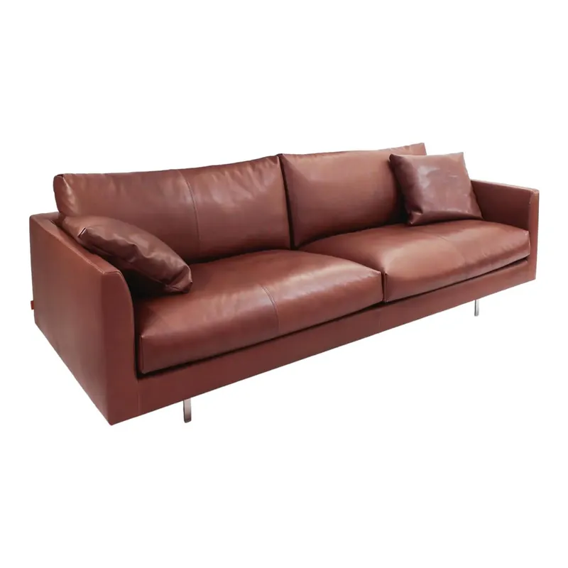 Neue Kollektion Sofa Axel 3.5-Sitzer Bezug Leder Rancho Sienna L50 Kufengestell Edelstahl