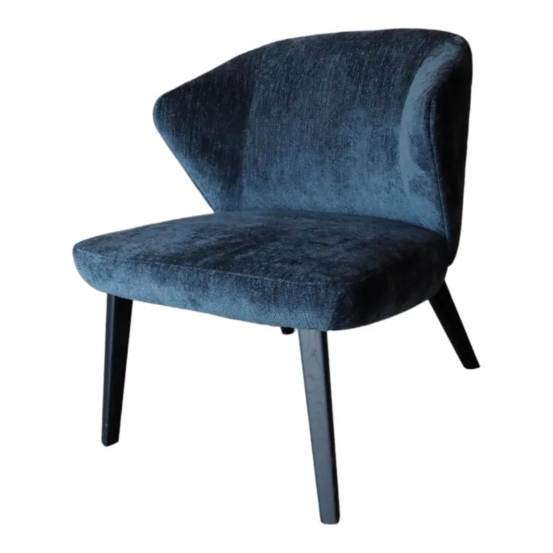 Zertifiziert Sessel Back Me Up Salon Stoff Miller Grau-Blau Gestell Esche Carbon Schwarz