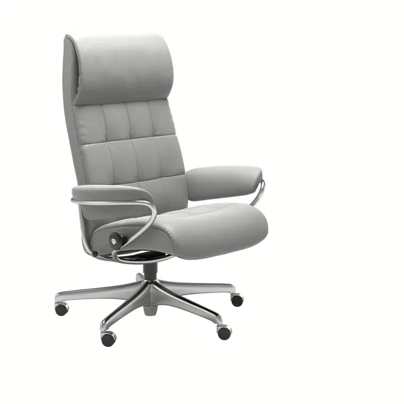 Sofort Bestellen Stressless London hohe Rückenlehne Einheitsgröße Home Office Base Leder Cori Silver Cloud