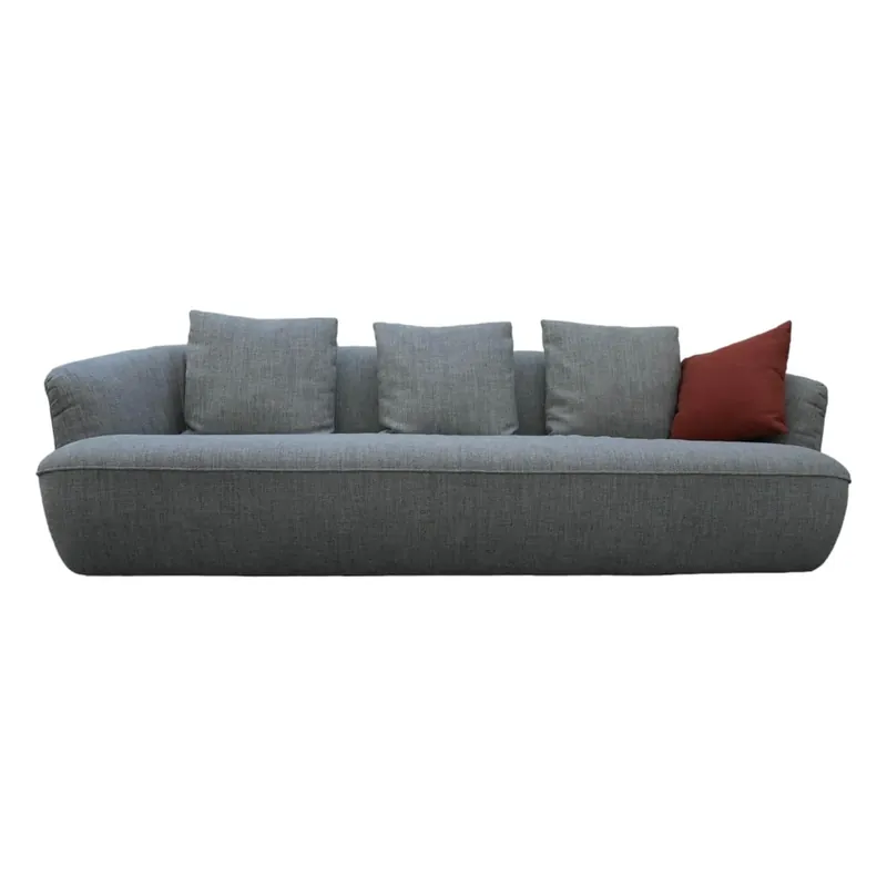 Preis Gesenkt Sofa Ishino 195 Bezug Stoff Togba 7854 Pebble Grau Sockel Buche Schwarz Lackiert
