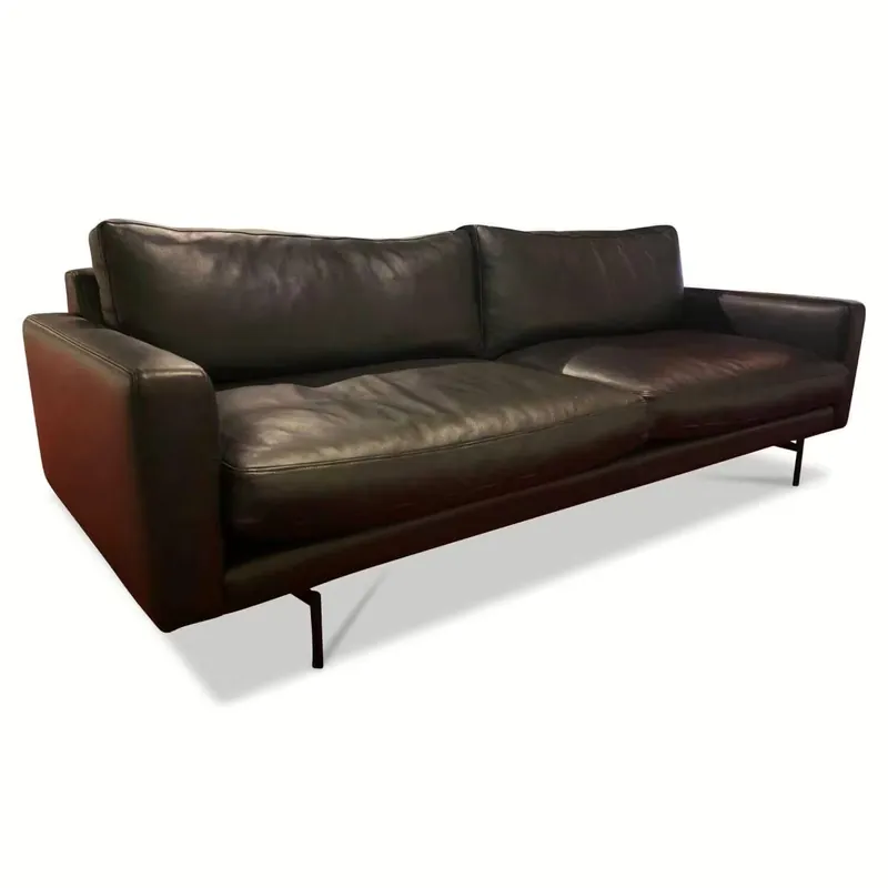 Sofa Edge V1 Leder Faith Schwarz 2,5-Sitzer Fuß Schwarz Neu