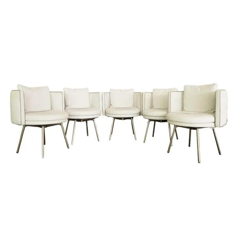 5er-Set Armsessel Torii Stoff Silky 01 Weiß Col. Bianco Keder Eco-Leather Toba Geprüft