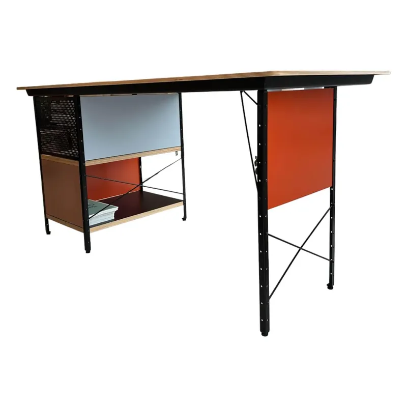 Heißes Angebot Schreibtisch Eames EDU Tischplatte Holz Metall Orange / Red Pulverbeschichtet