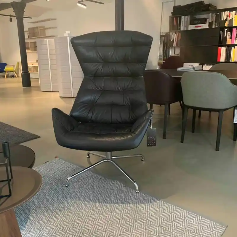 Lounge Sessel 808 Nappaleder Schwarz Gestell Chrom Angebot
