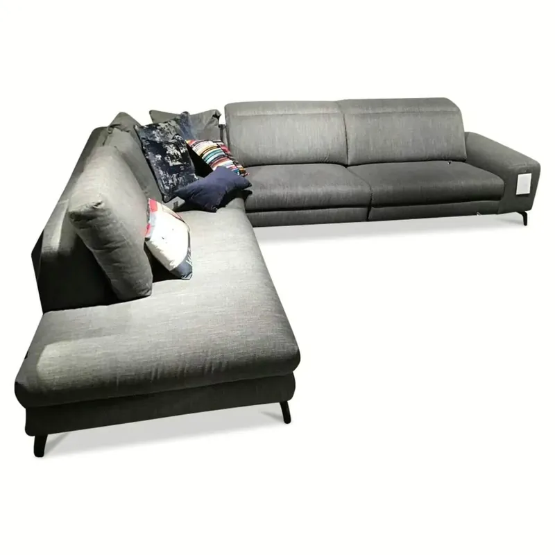 Ecksofa Cordoba 280TLB320 Stoff 4 Grau mit Blauschimmer und Relaxfunktion Kracherpreis