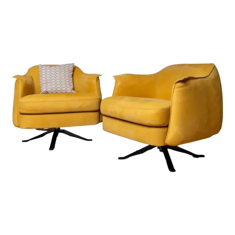 Sichere Zahlung 2-er Set Sessel Boheme Leder Nabuk Giallo Gelb Gestell Schwarz Verchromt