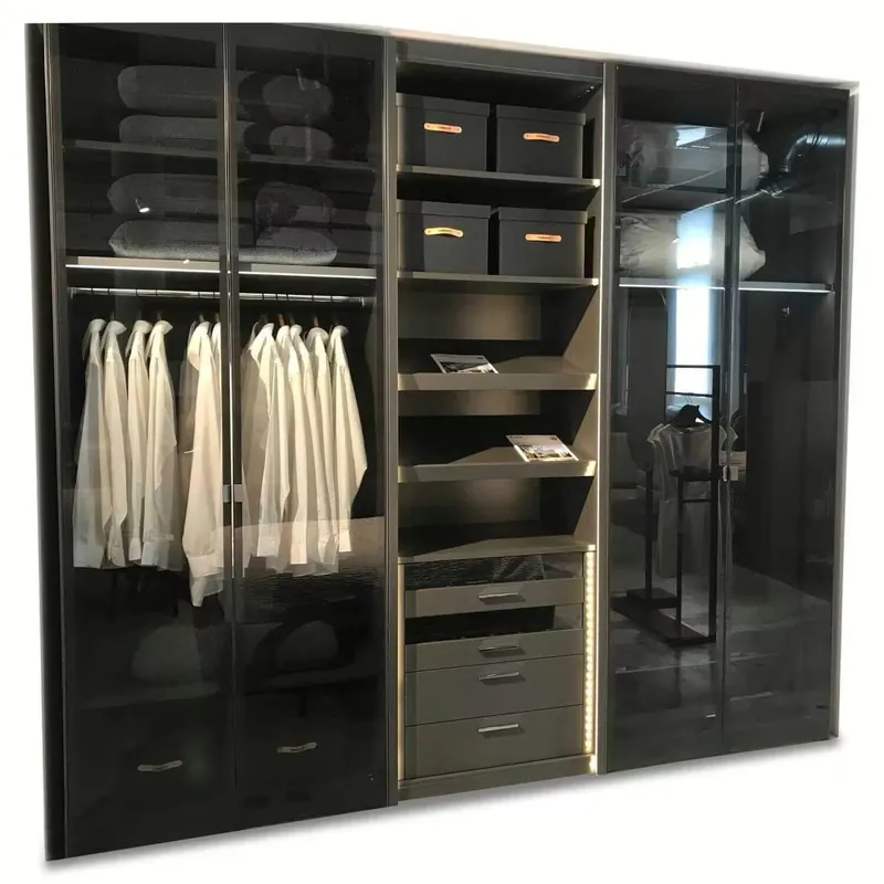 Neu Im Sortiment Kleiderschrank Multi-Forma II Türen Glas Korpus Grau Lackiert