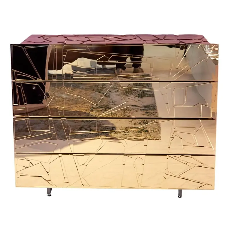 Kommode Scrigno Gold Verspiegeltes Plexiglas Neue Ware