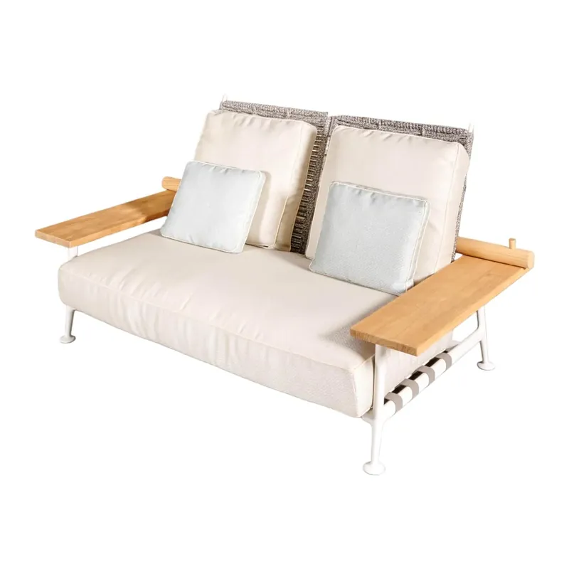 Begrenztes Angebot Sofa Fenc-E Nature Stoff Futura Beige Gestellrahmen Edelstahl Weiß