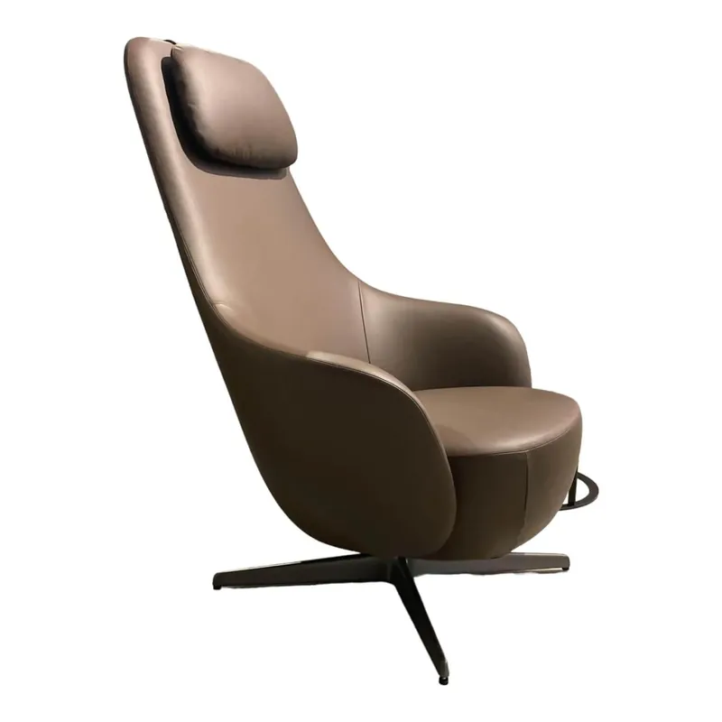 Top-Angebot Sessel Harbor Laidback Leder Gamma Kastanie Doppelte Nadelnaht Untergestell Nickel Bronzefarbig Inklusive Kopfstütze