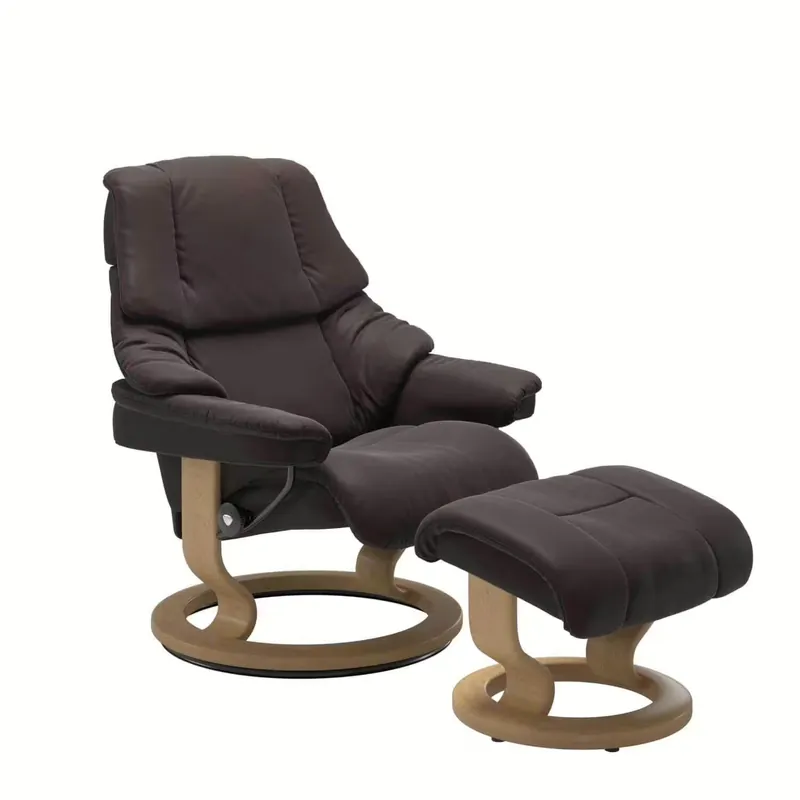 Sichere Zahlung Stressless Reno S Classic Base Leder Paloma Chocolate mit Hocker