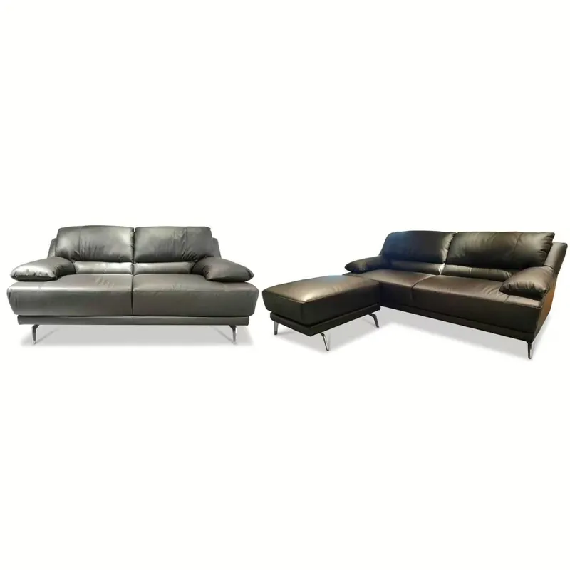 Preiswert Garnitur Comley 3-Sitzer 2-Sitzer Hocker Leder Tulum Schwarz