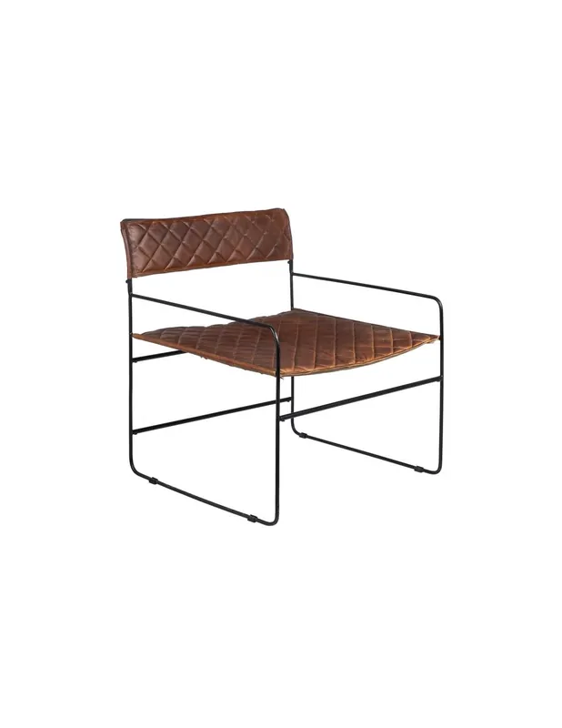 Neue Kollektion Brauner Leder- und Metallstuhl 89 cm LOSANGE