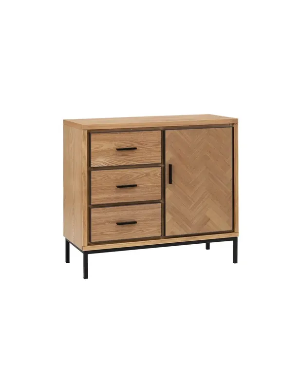 Kommode aus Eschenholz/Metall, 3 Schubladen, 1 Tür MESA Must-Have