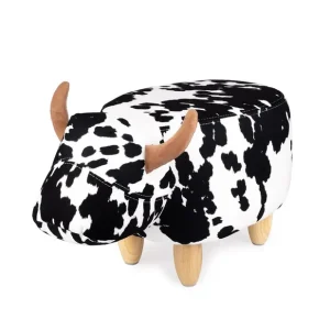 Kuhhocker weiß schwarzer Stoff LA VACHE Meistverkauft